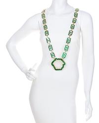 A Gianni Versace Runway Green Enamel Greco Link Belt/Necklace, Length: 51"- 56"; Pendant: 3.5" x 3.25".