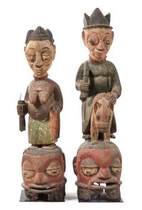 Two Yoruba Wood Masks Height of taller example 43 1/4 inches. — EARLY 20TH CENTURY