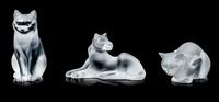 Three Lalique Figures Length 9 1/4 inches.