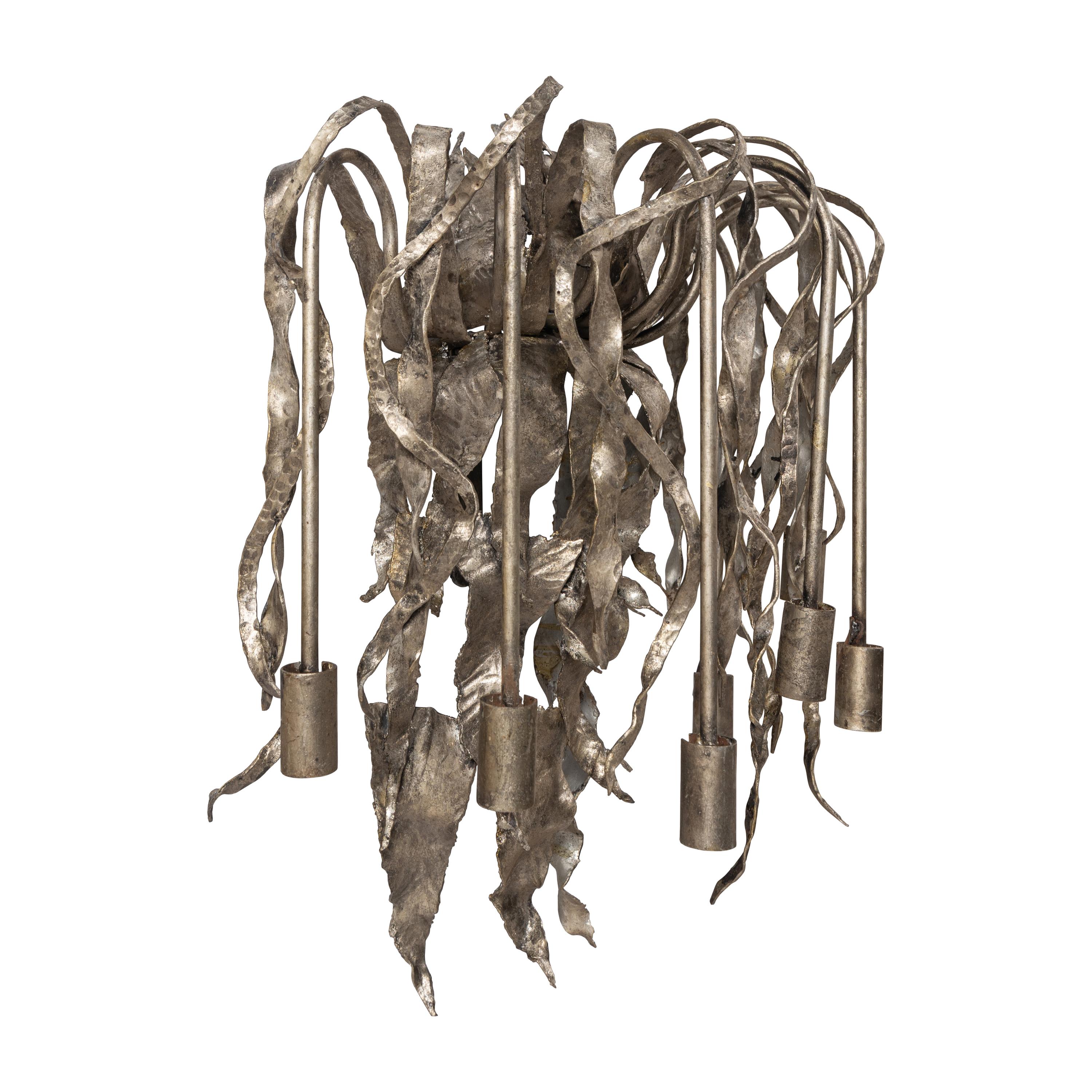 A Brutalist Style Six-Light Iron Wall Sconce