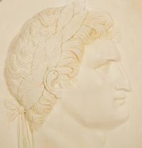 A Pair of Roman Style Composition Relief Plaques in Giltwood Frames