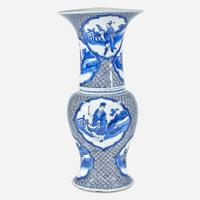 A Chinese blue and white porcelain "Phoenix-tail" "Eight Daoist Immortals" vase Kangxi period
