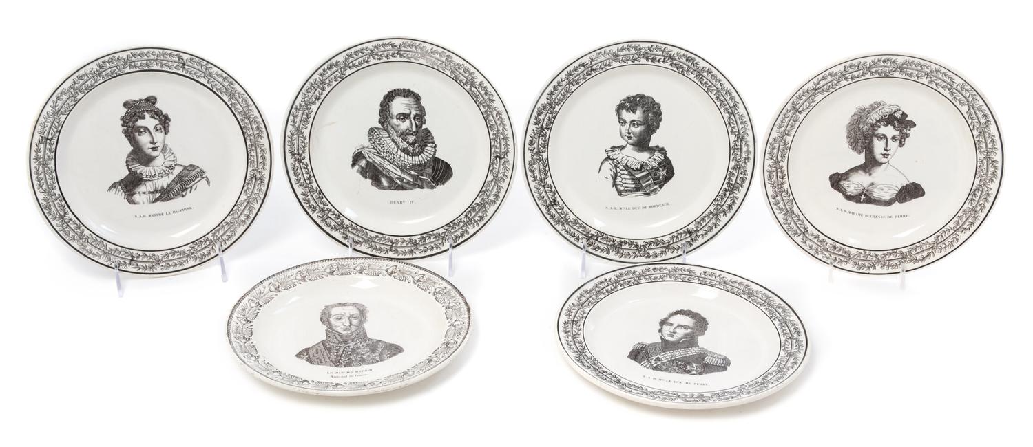 Six French Creamware Plates Diameter 8 1/2 inches.