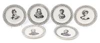 Six French Creamware Plates Diameter 8 1/2 inches.