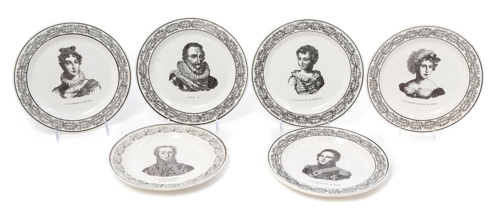 Six French Creamware Plates Diameter 8 1/2 inches.