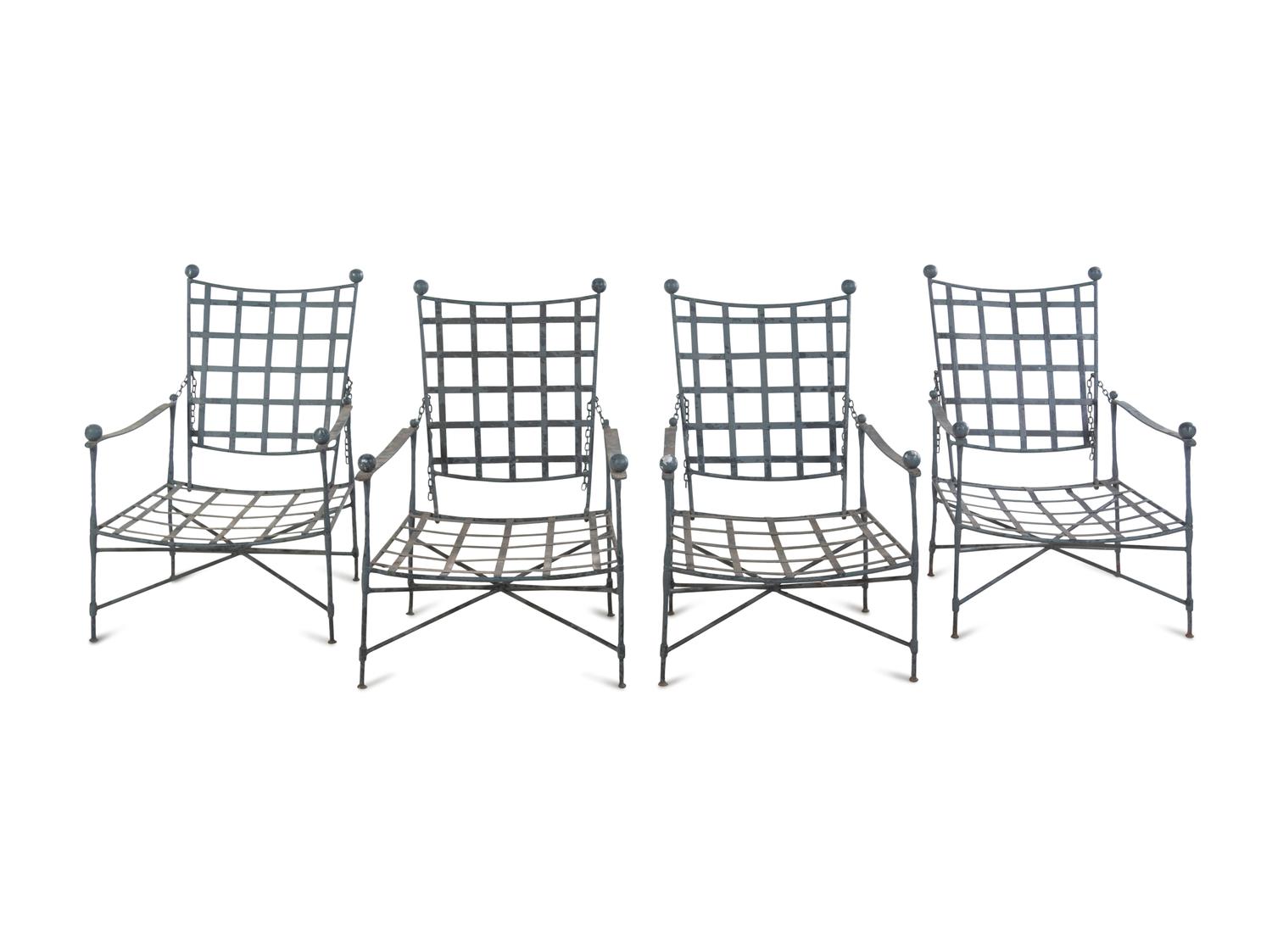 A Painted Steel Patio Furniture Suite