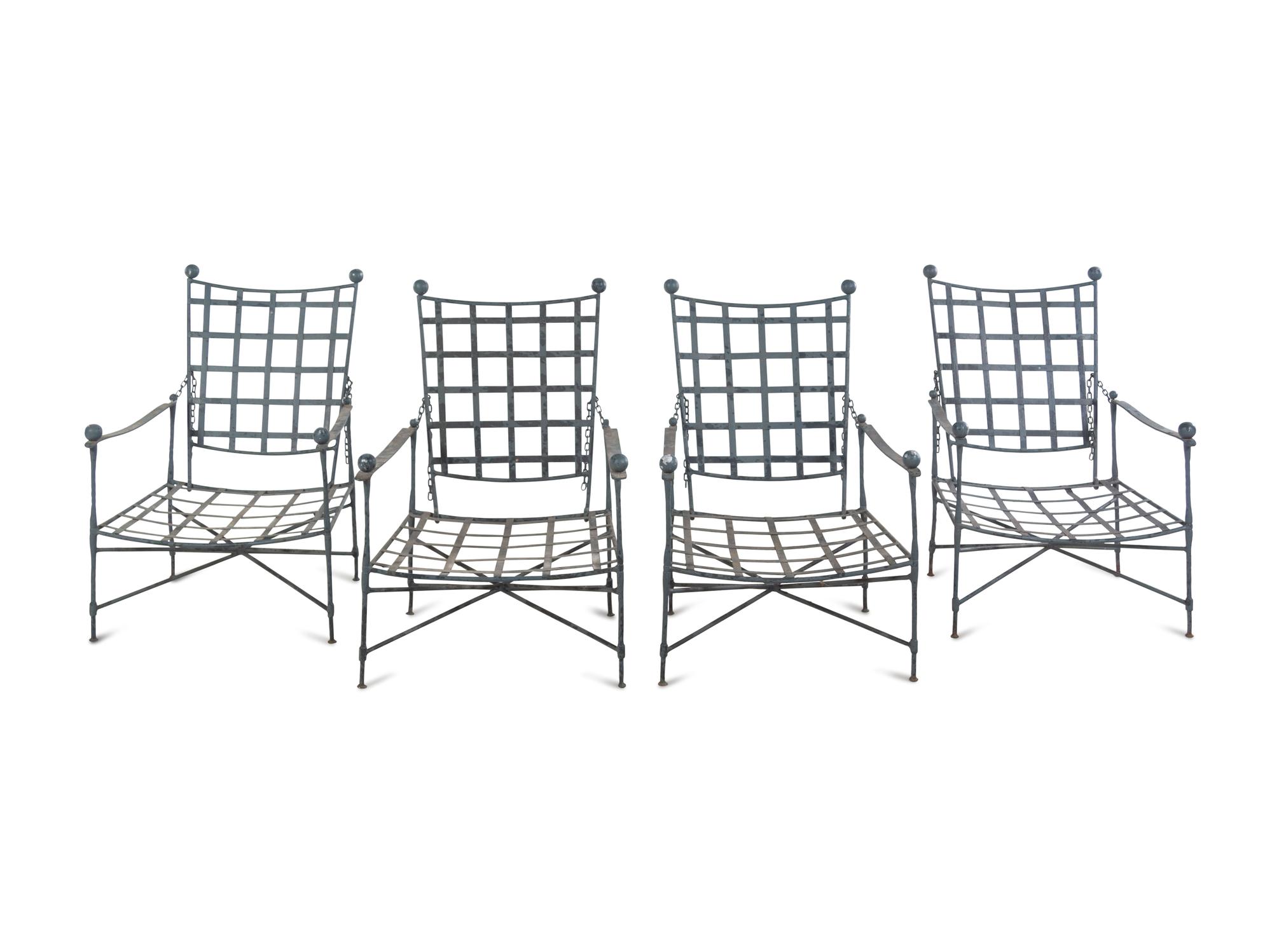 A Painted Steel Patio Furniture Suite