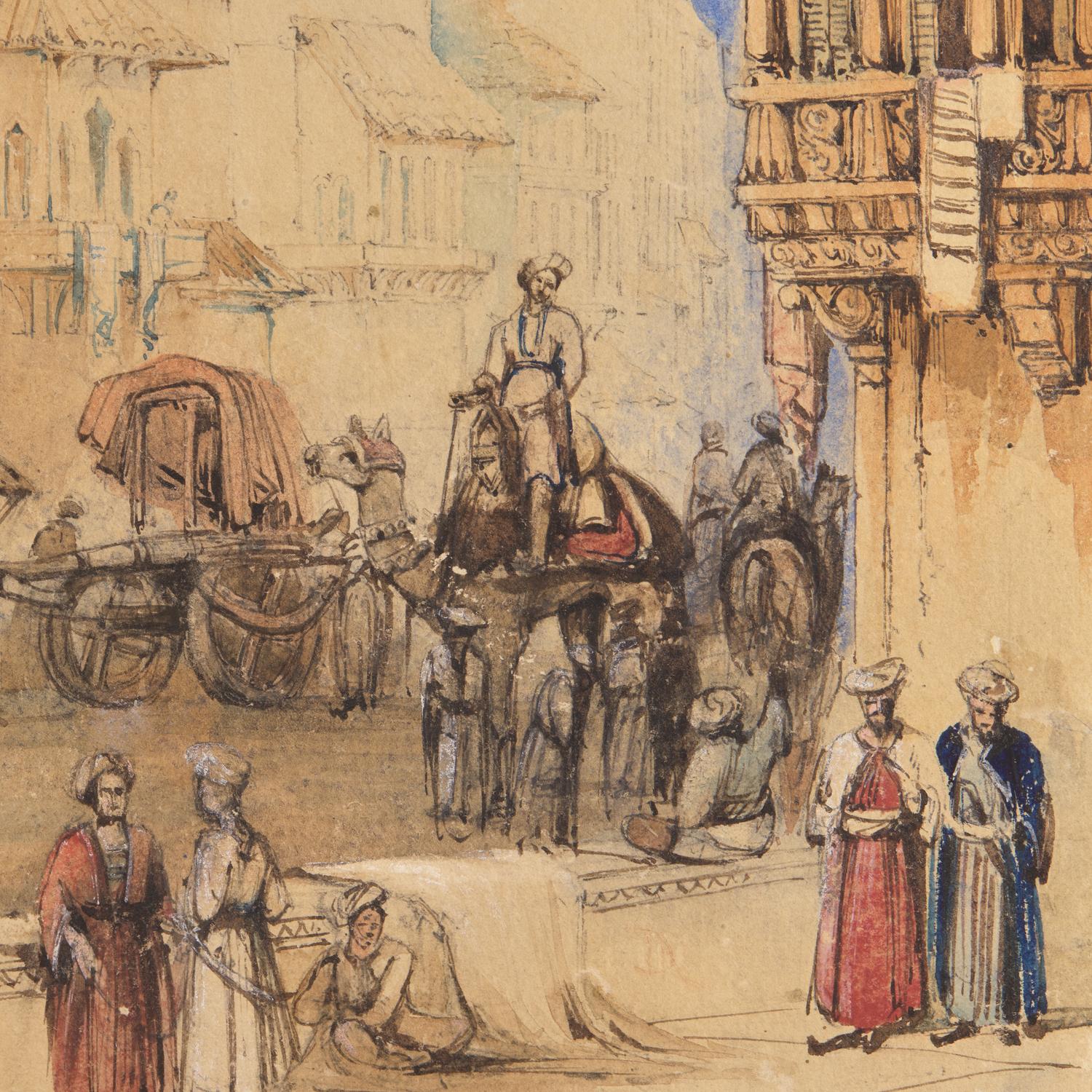 A Fine Anglo-Indian Painting of Burhanpur, the Suba’s (Governor’s) House, Drawn by T. C. Dibdin from a sketch by Capt. Meadows Taylor, circa 1840