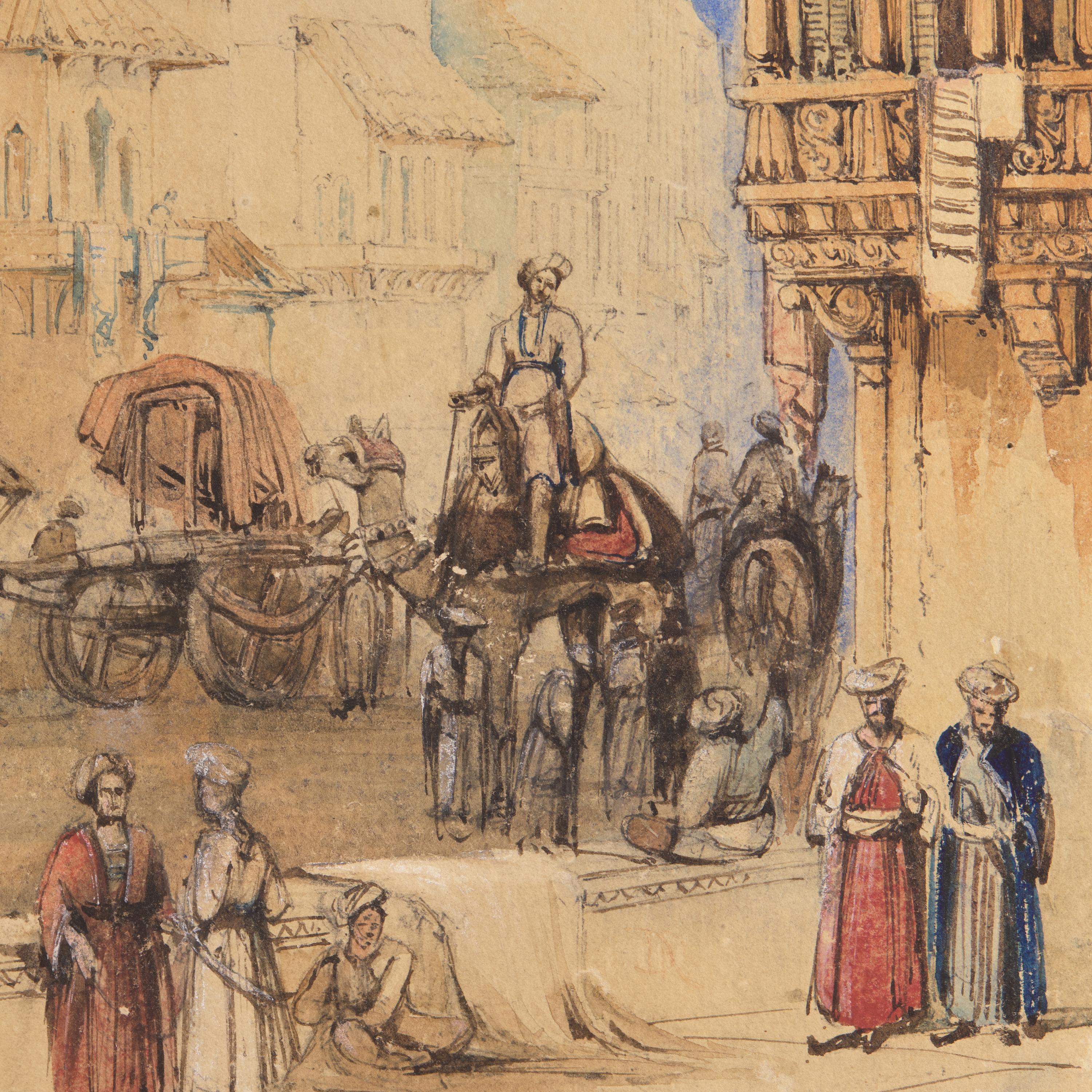 A Fine Anglo-Indian Painting of Burhanpur, the Suba’s (Governor’s) House, Drawn by T. C. Dibdin from a sketch by Capt. Meadows Taylor, circa 1840