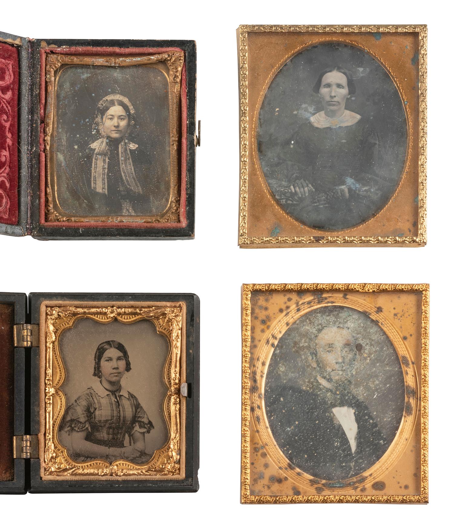 [EARLY PHOTOGRAPHY]. 22 assorted daguerreotypes, ambrotypes, and tintype portraits.