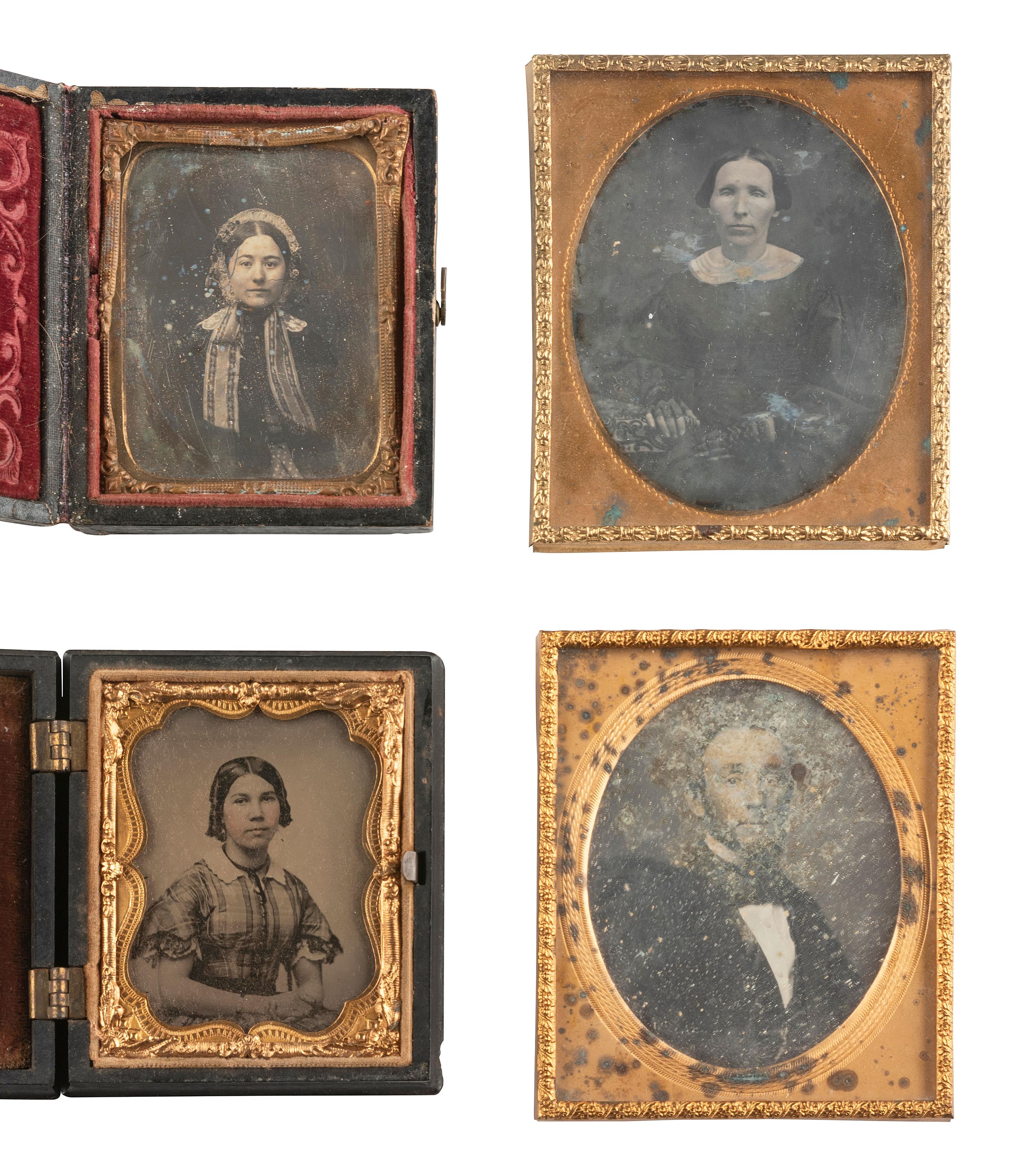 [EARLY PHOTOGRAPHY]. 22 assorted daguerreotypes, ambrotypes, and tintype portraits.