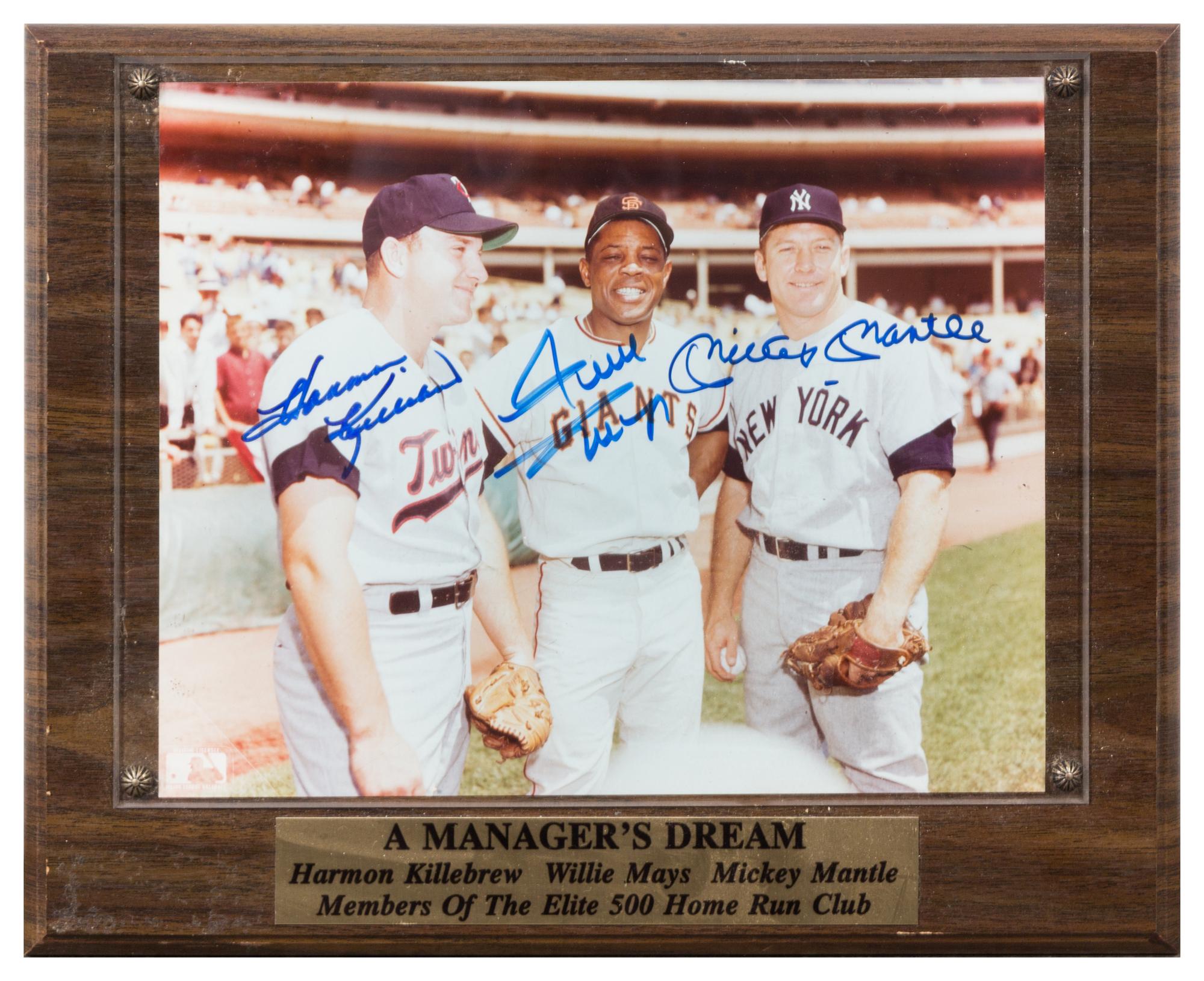 A Harmon Killebrew, Willie Mays and Mickey Mantle Autographed Photo Photo 8 x 10 inches.
