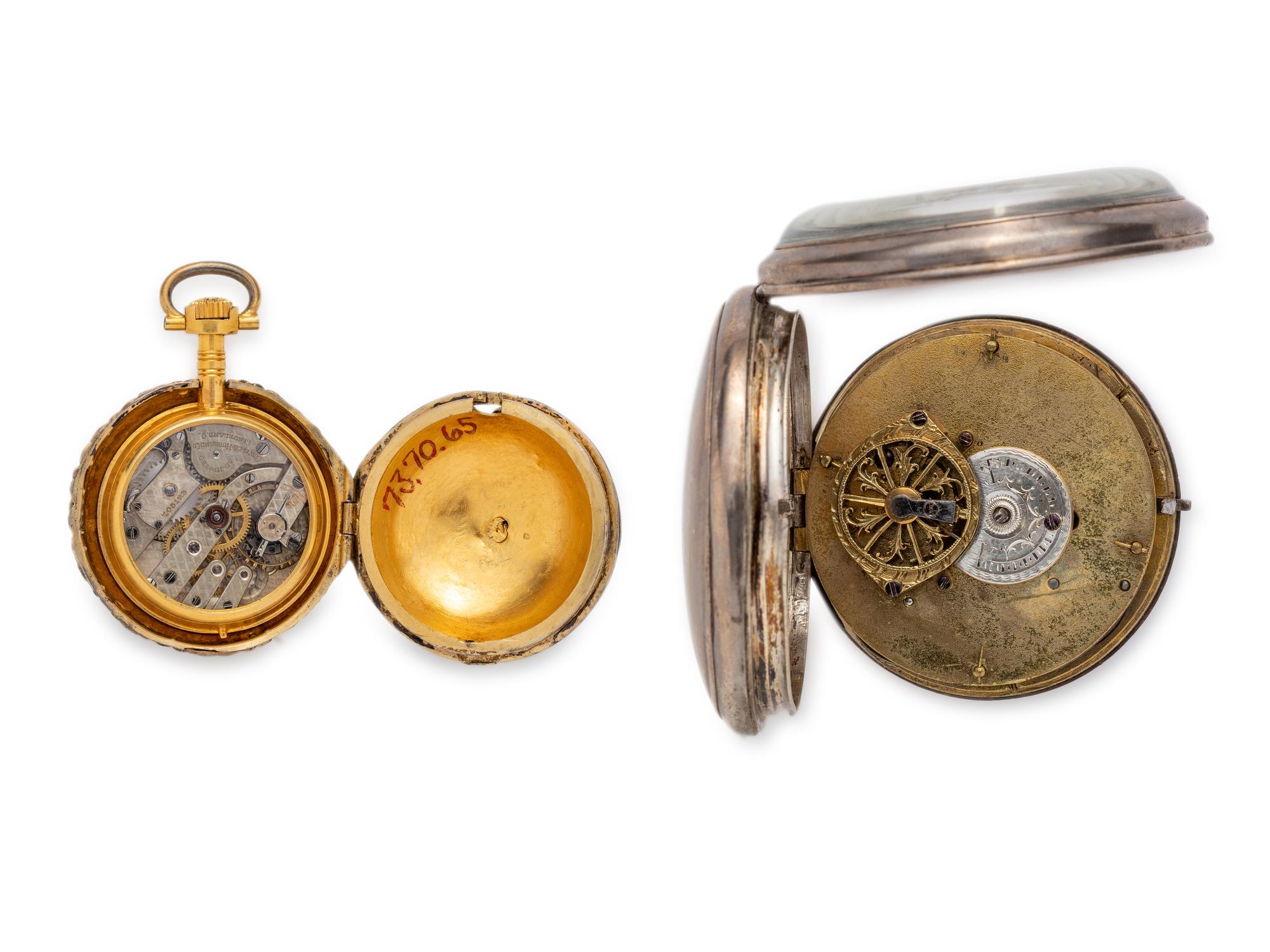 COLLECTION OF ENAMEL OPEN FACE POCKET WATCHES