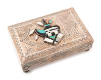 Mosaic Inlay Katsina, on Heavily Stamped Navajo Box