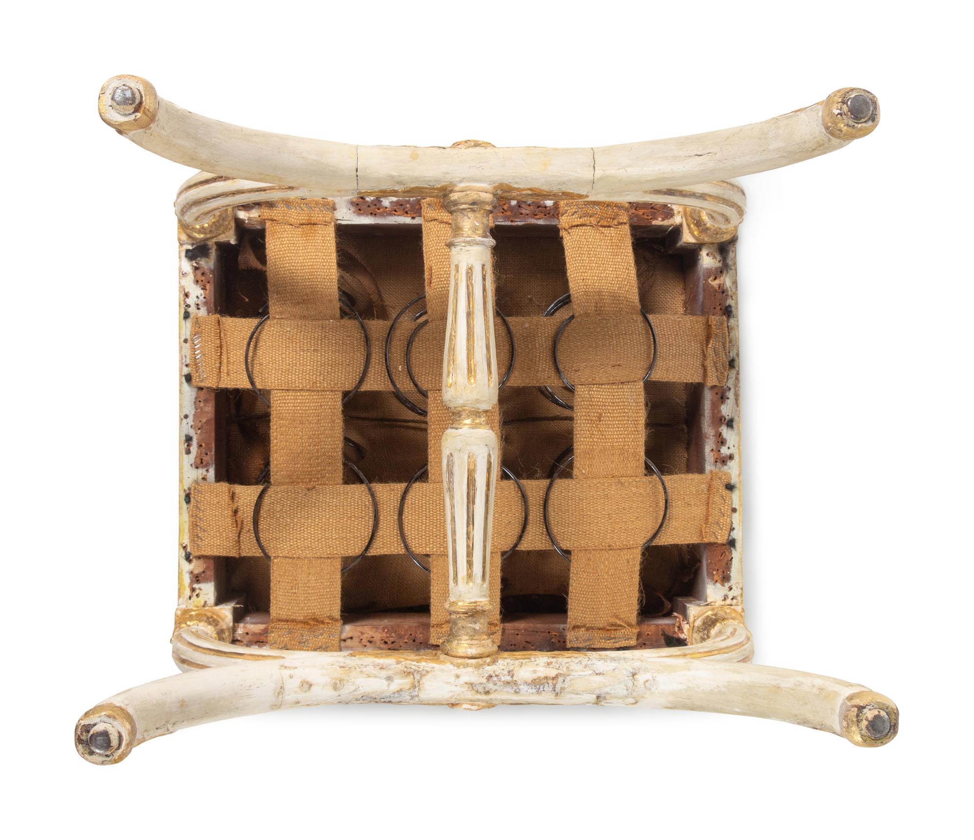 A North European Neoclassical Painted and Parcel-Gilt Stool