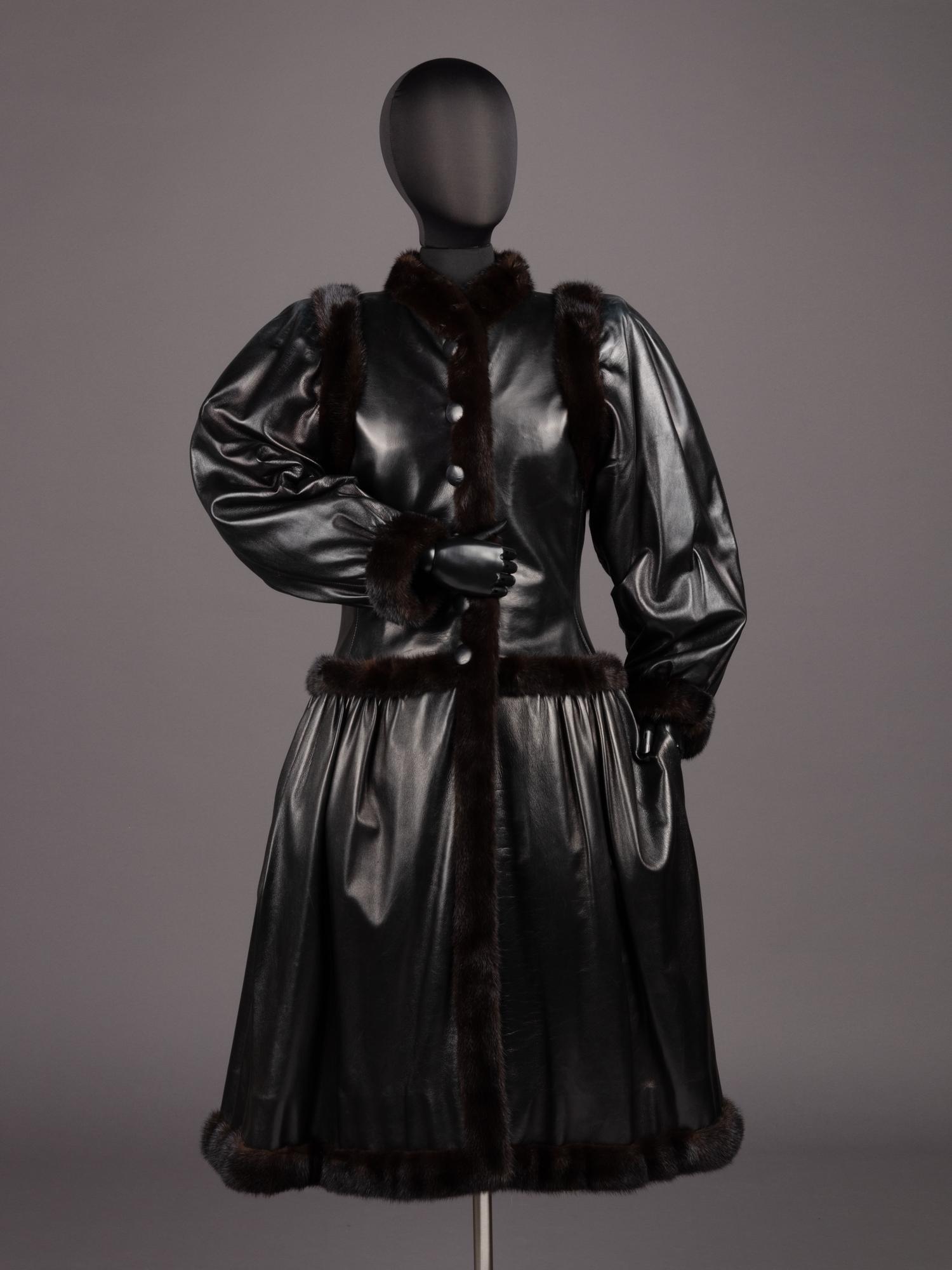 Yves Saint Laurent Haute Couture Leather Coat with Fur Trim, Fall 1976
