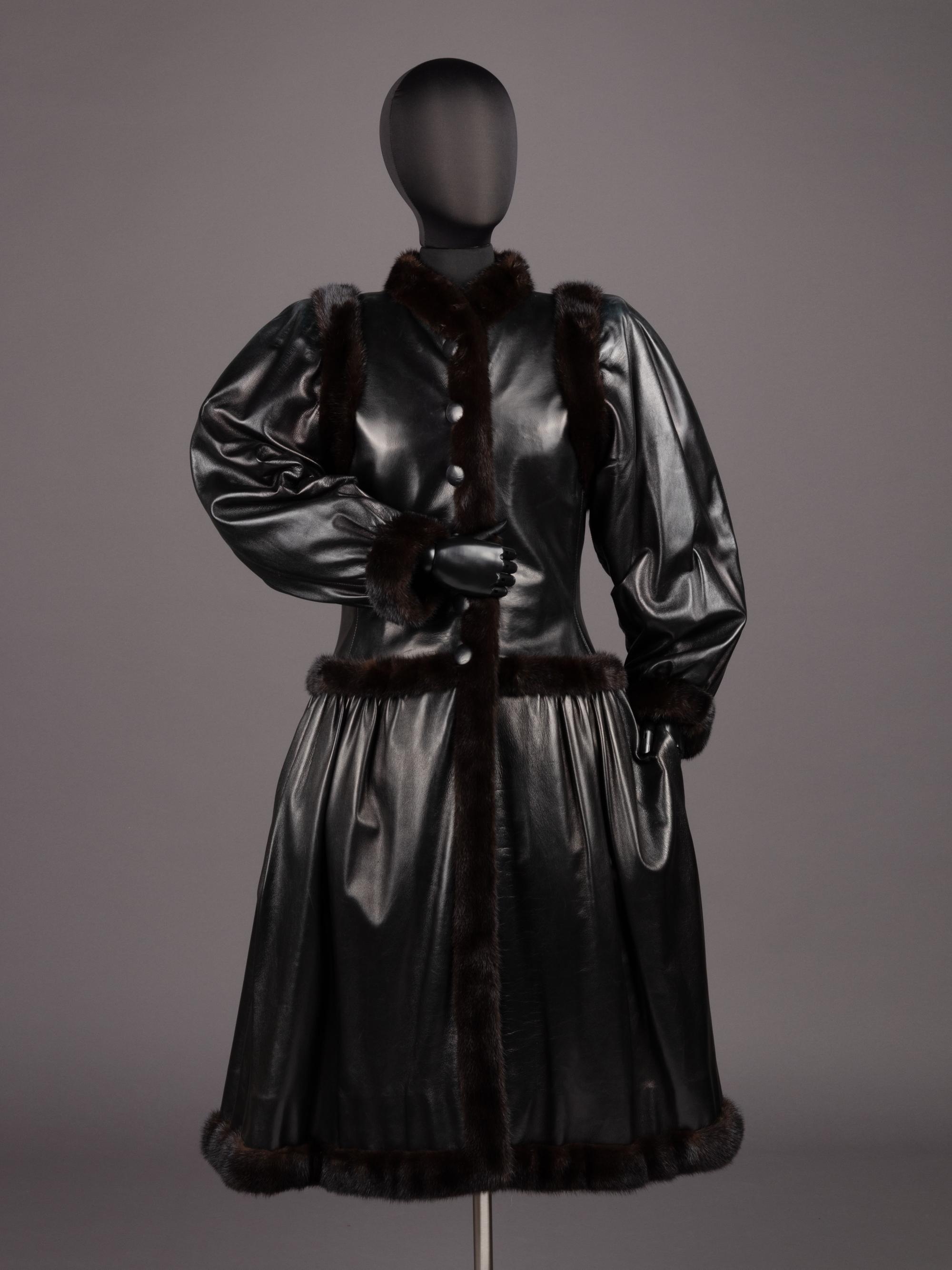 Yves Saint Laurent Haute Couture Leather Coat with Fur Trim, Fall 1976