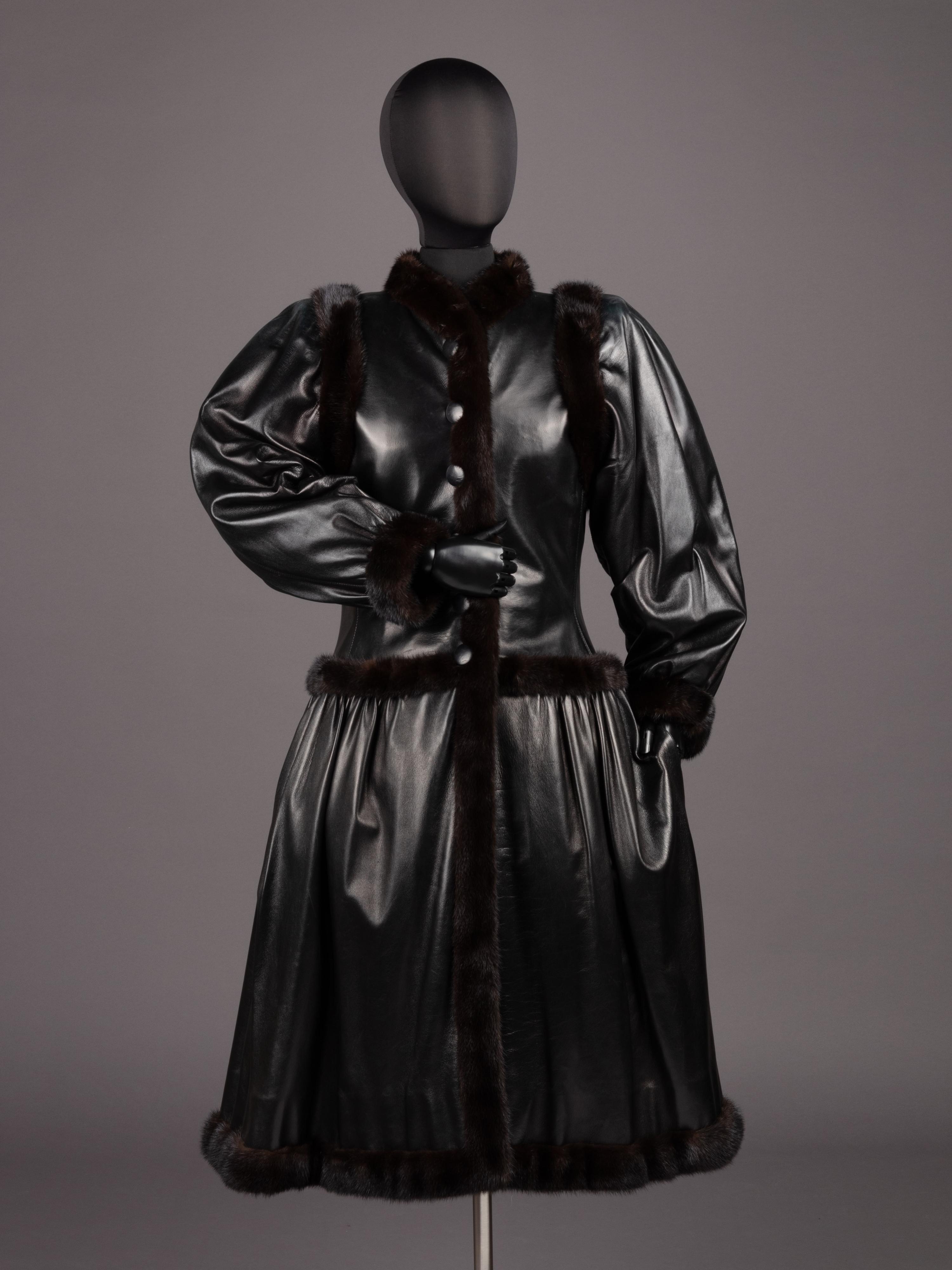 Yves Saint Laurent Haute Couture Leather Coat with Fur Trim, Fall 1976