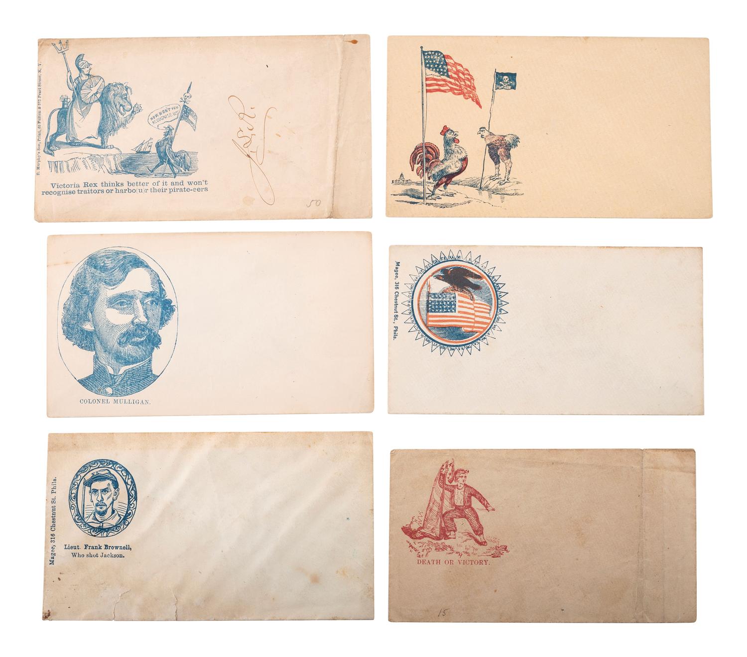 [CIVIL WAR]. Civil War-period patriotic covers, incl. northern and southern examples.