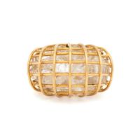 VERDURA, ROCK CRYSTAL QUARTZ AND YELLOW GOLD 'CAGED' RING