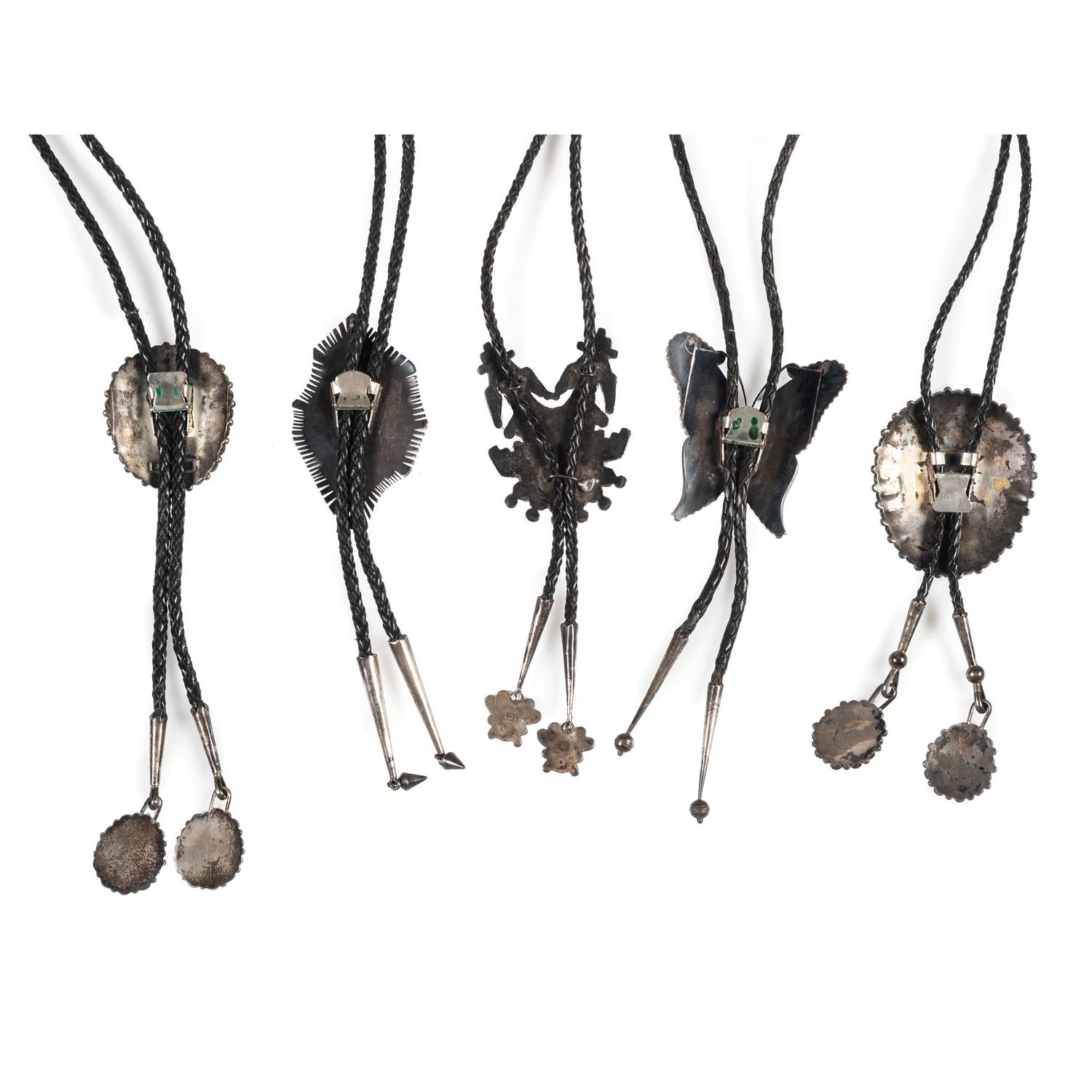 Navajo and Zuni Silver Bolo Ties