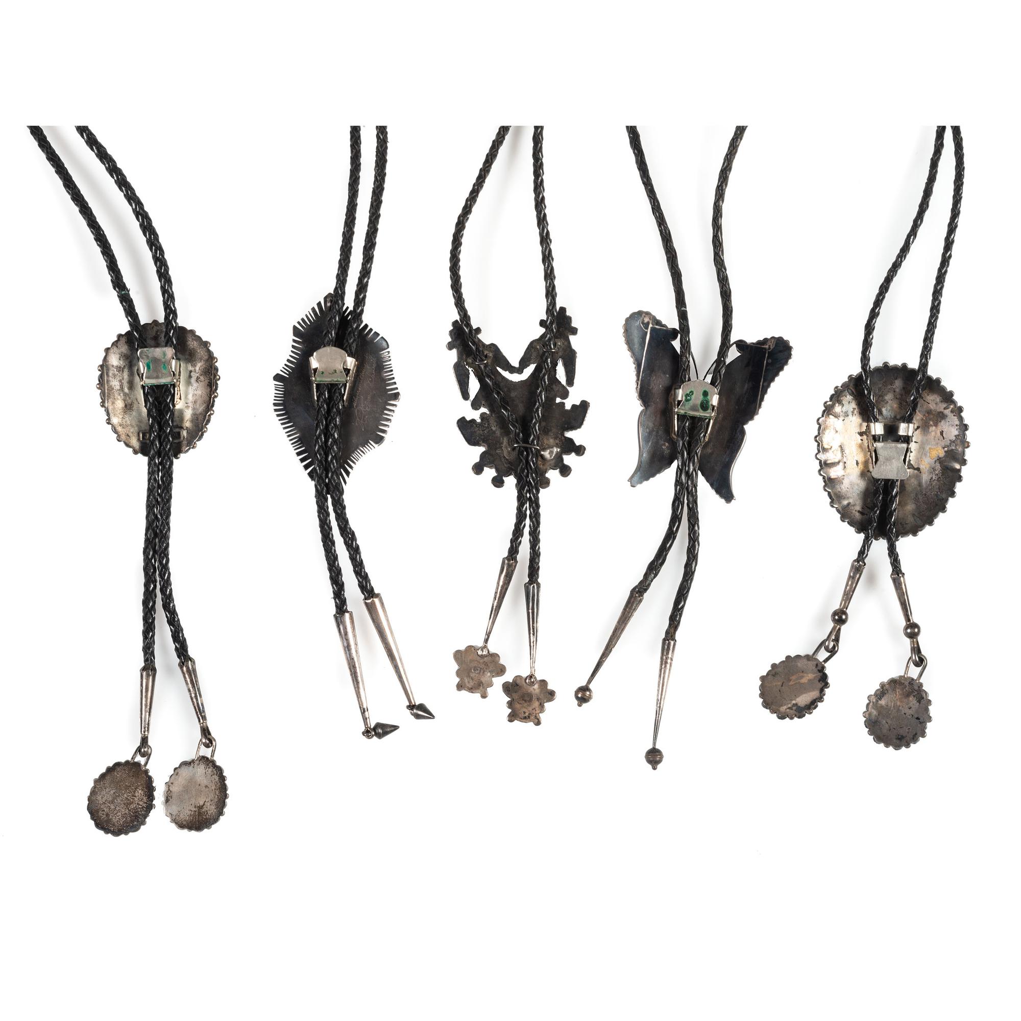 Navajo and Zuni Silver Bolo Ties