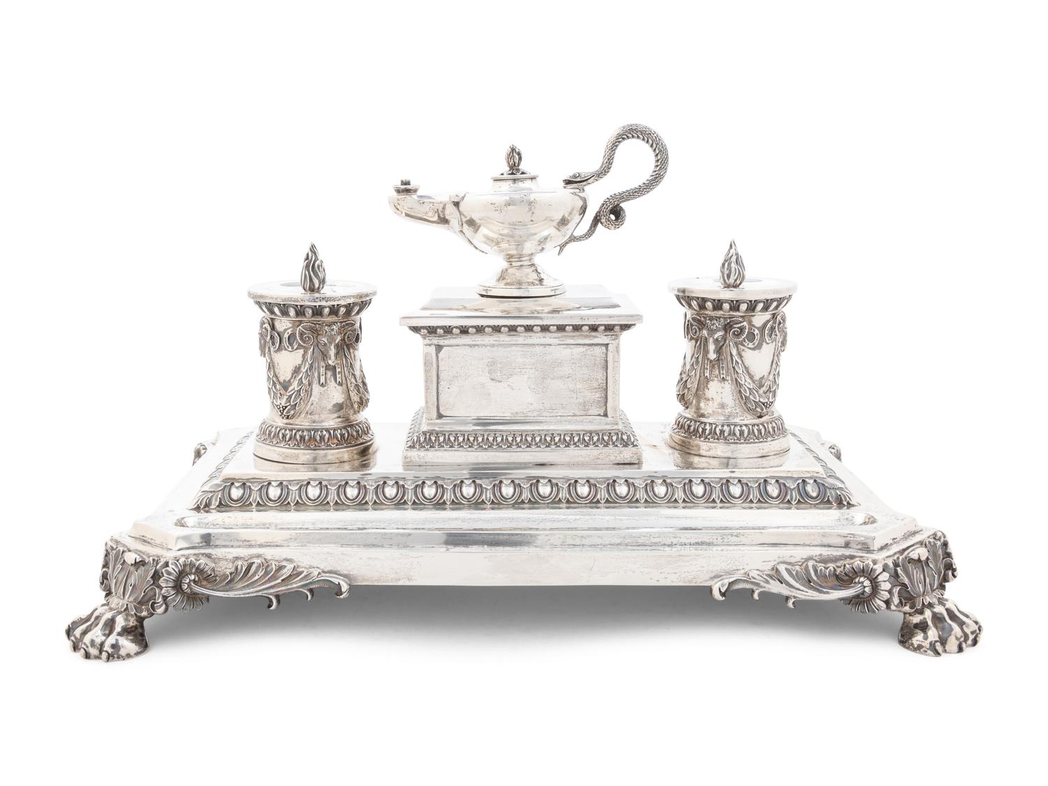 A Victorian Silver Standish