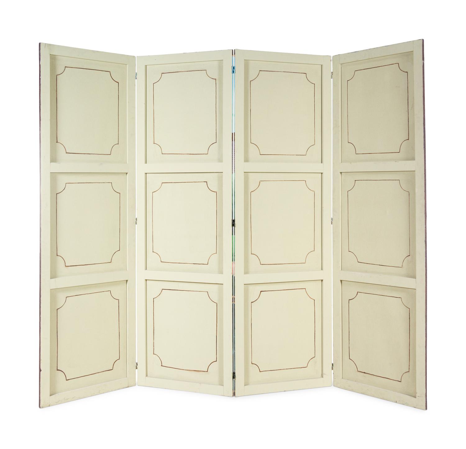 A French Scenic Wallpaper Four-Panel Screen