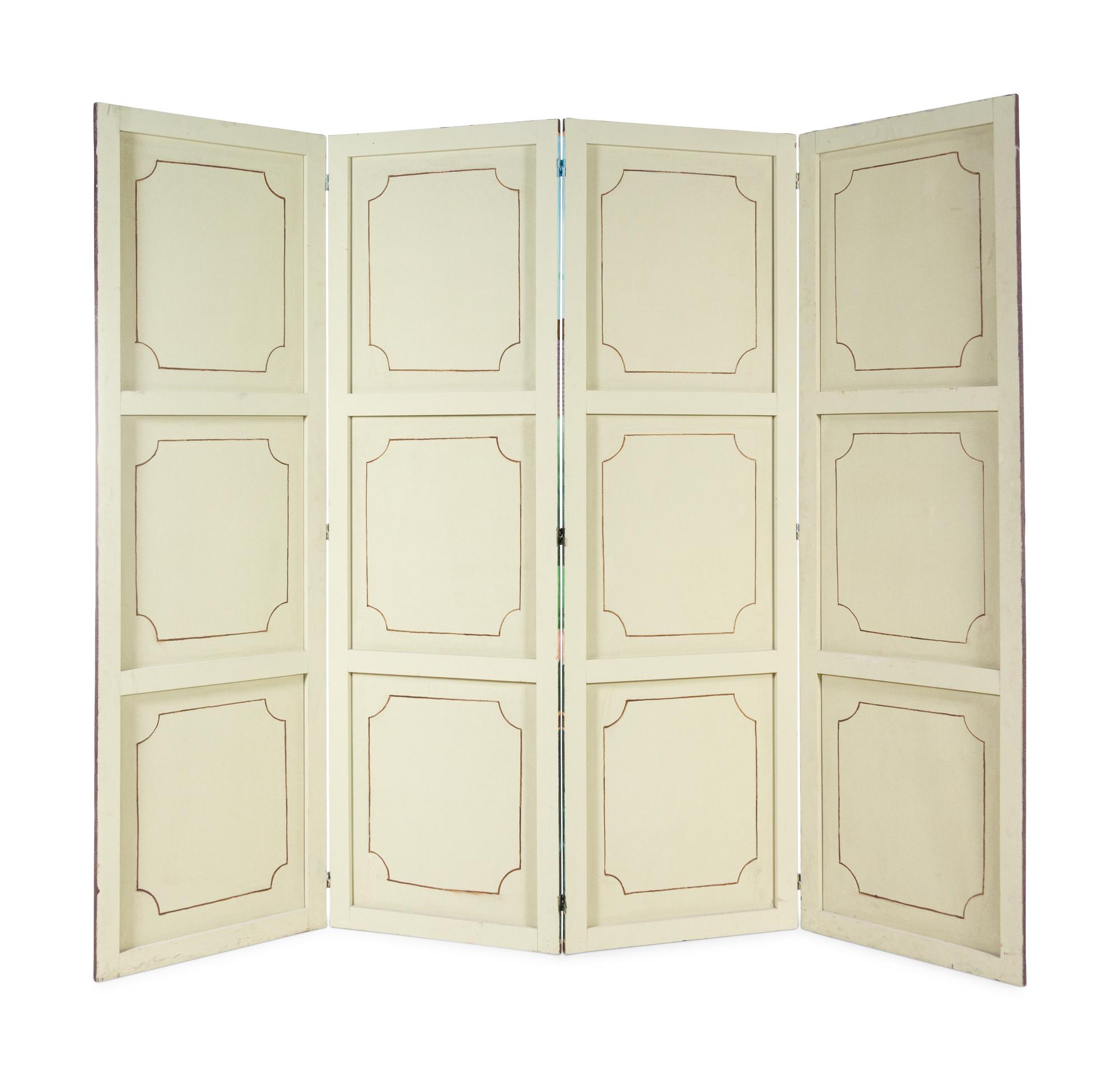 A French Scenic Wallpaper Four-Panel Screen