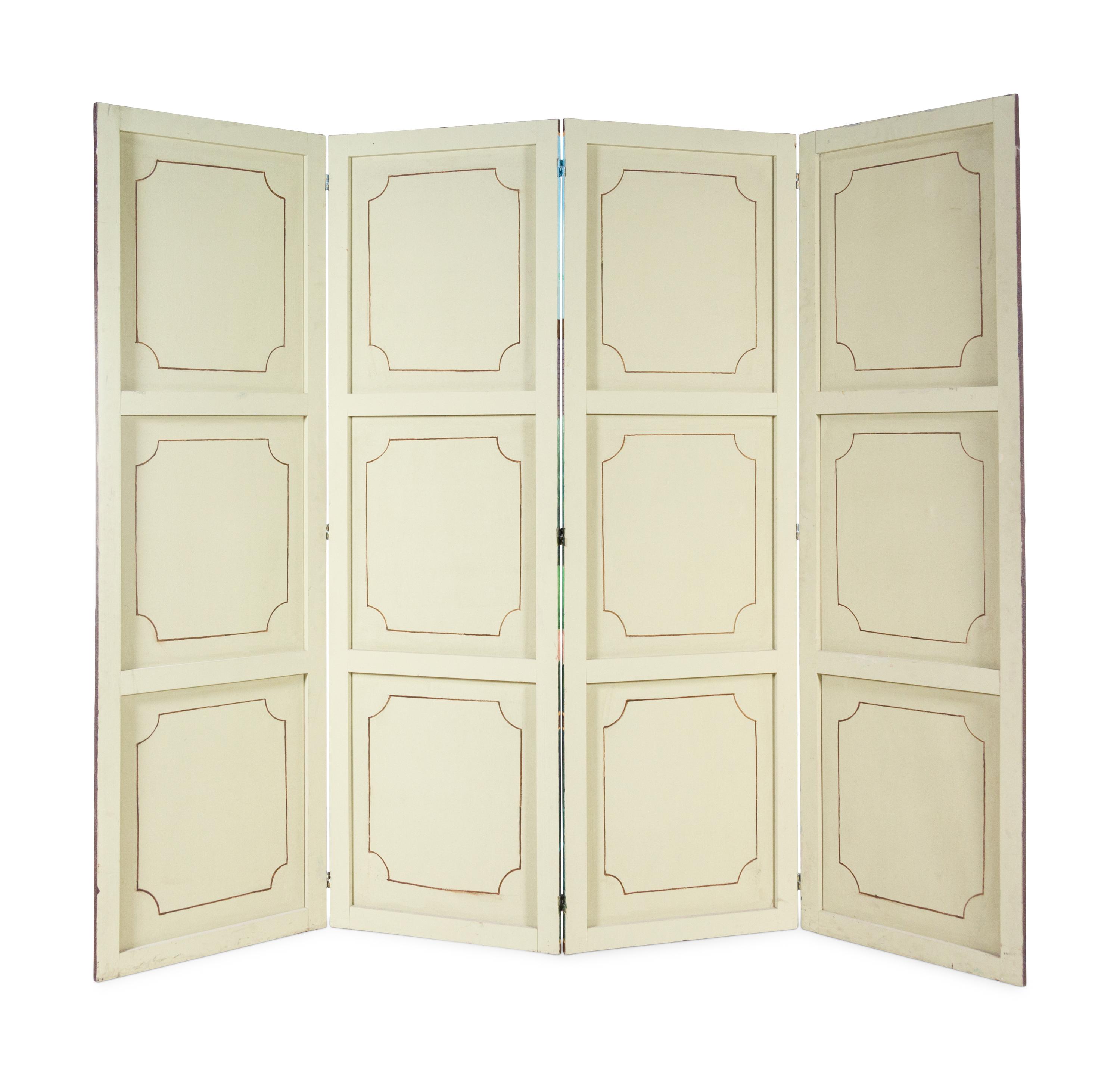 A French Scenic Wallpaper Four-Panel Screen