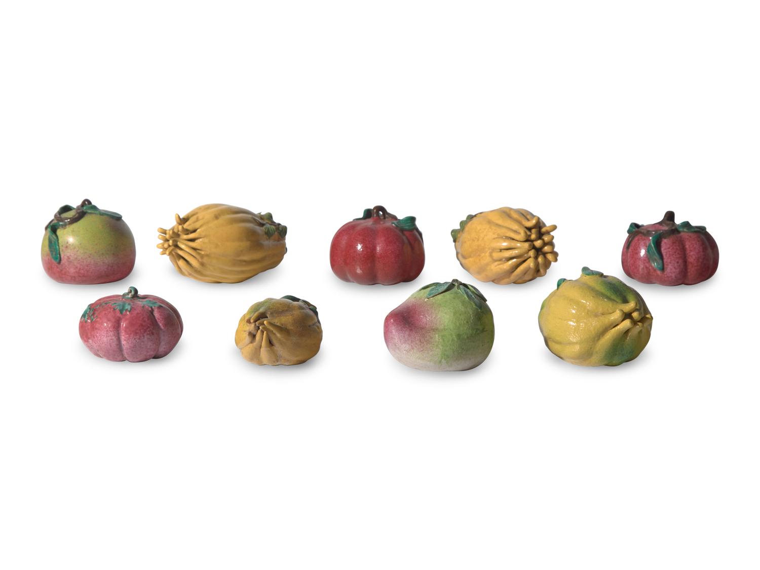 A Collection of Nine Chinese Export Porcelain Altar Fruits, 19th Century