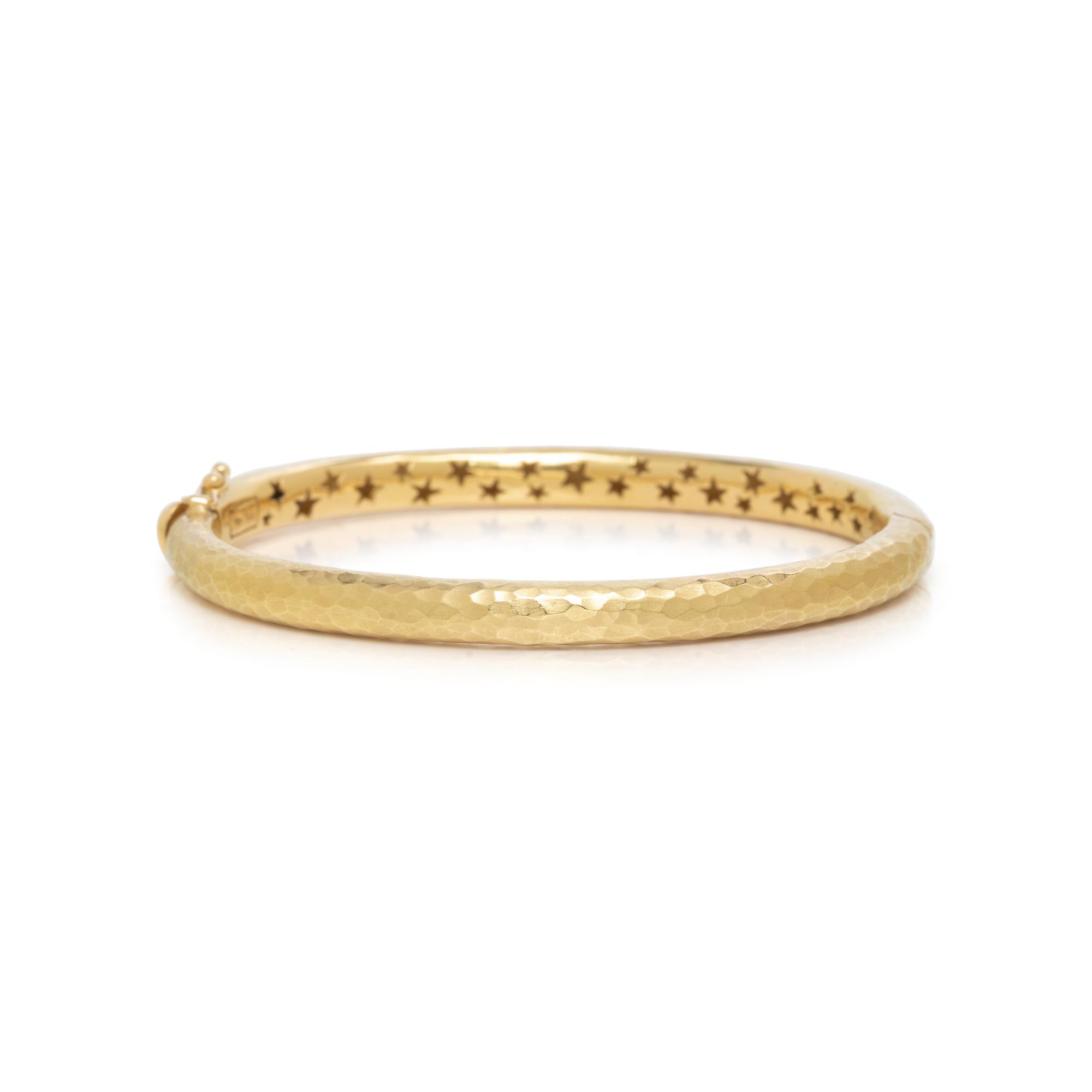 HAMMERED YELLOW GOLD BANGLE BRACELET