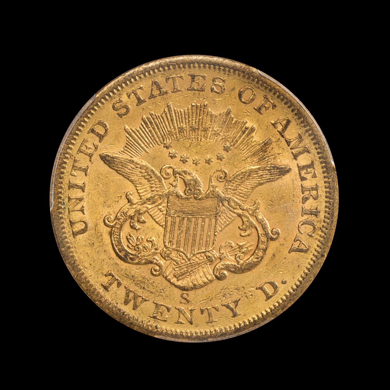 A United States 1855-S Liberty Head $20 Gold Coin