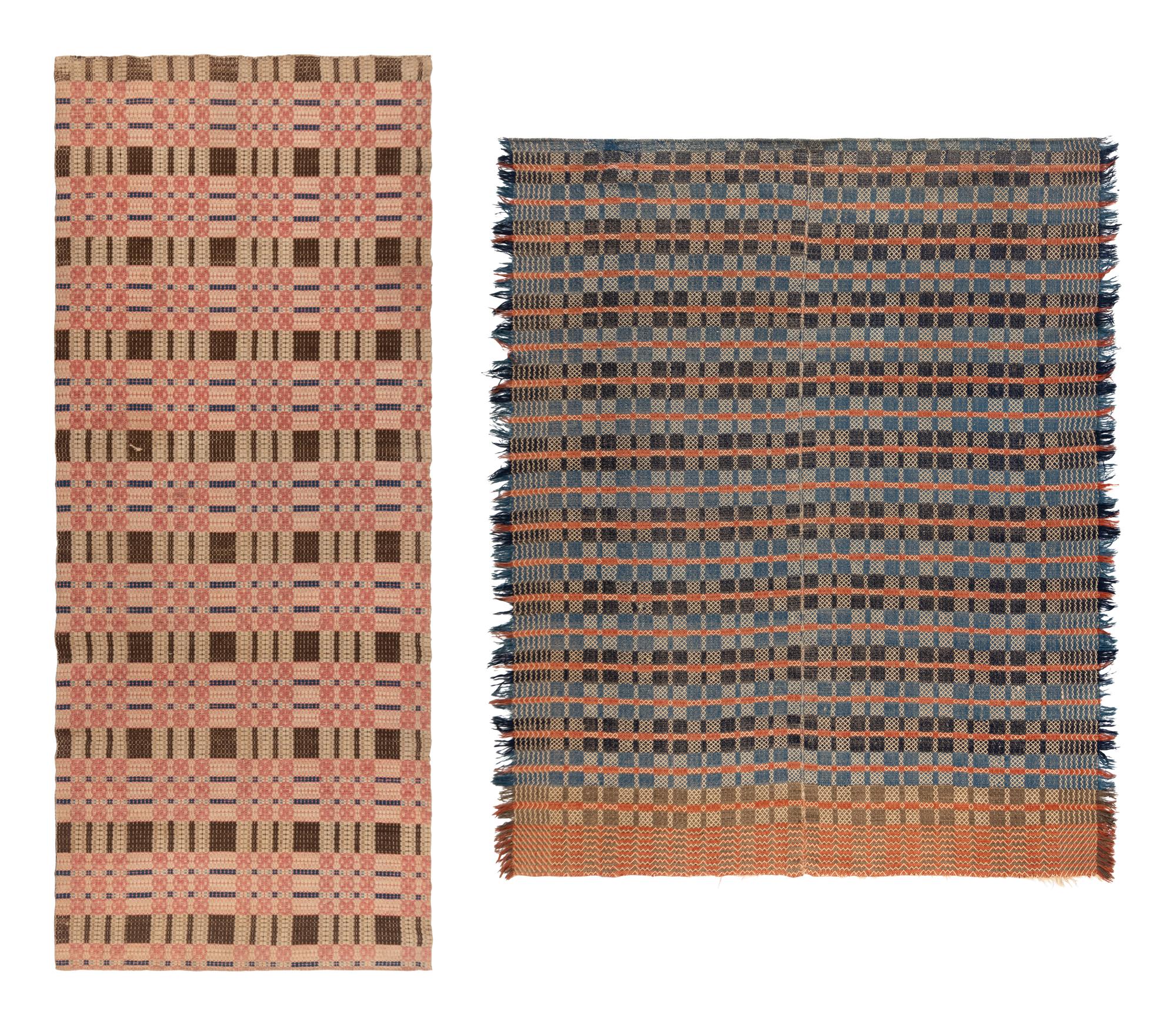 Two Cotton and Wool Jacquard Coverlets