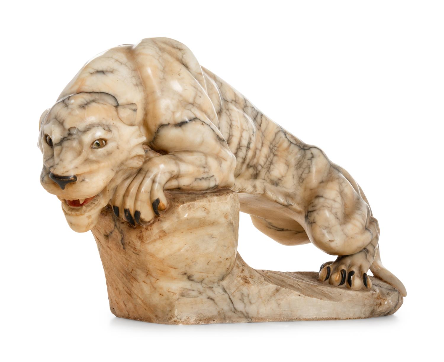 An Italian Alabaster Figure of a Tiger