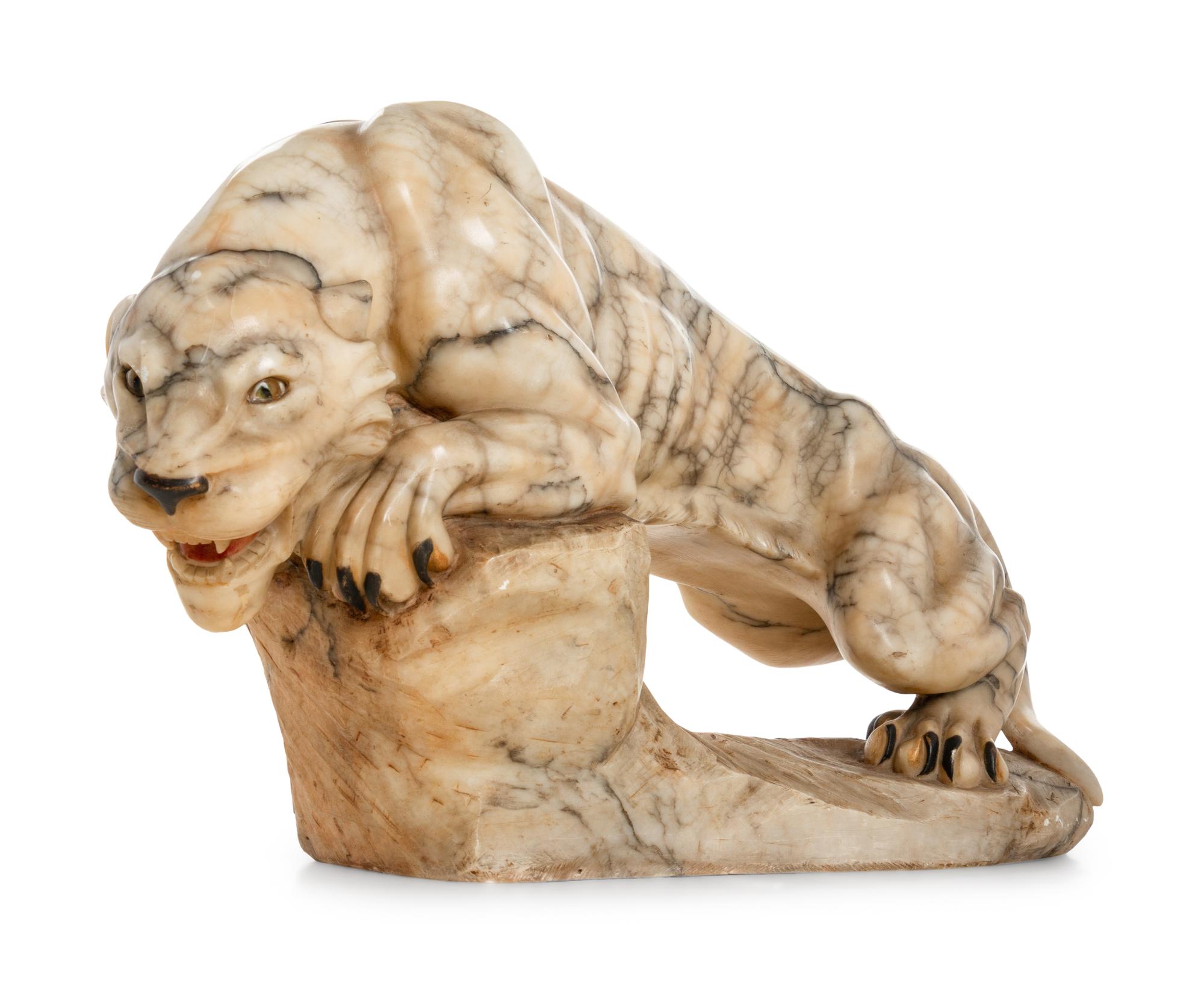 An Italian Alabaster Figure of a Tiger
