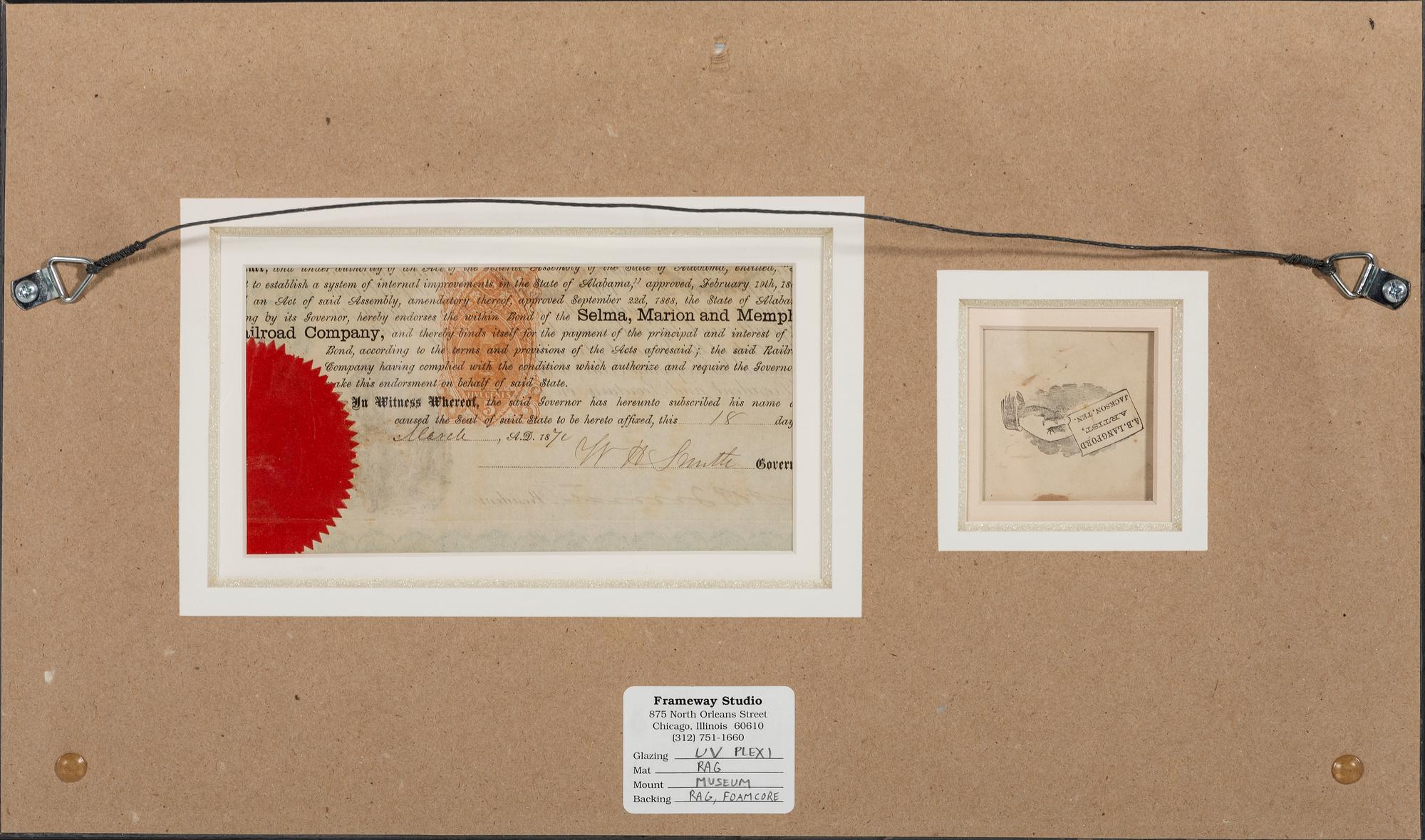[CIVIL WAR]. FORREST, Nathan Bedford (1821-1877). CDV with unusual Jackson, Tennessee, imprint and partial document signed by Nathan Bedford Forrest.