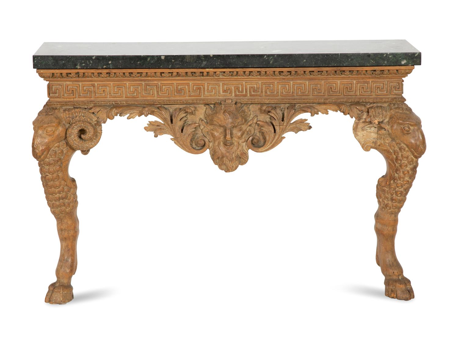 A George II Carved Pine Marble-Top Console Table