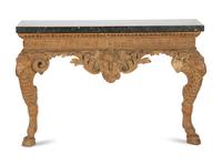 A George II Carved Pine Marble-Top Console Table