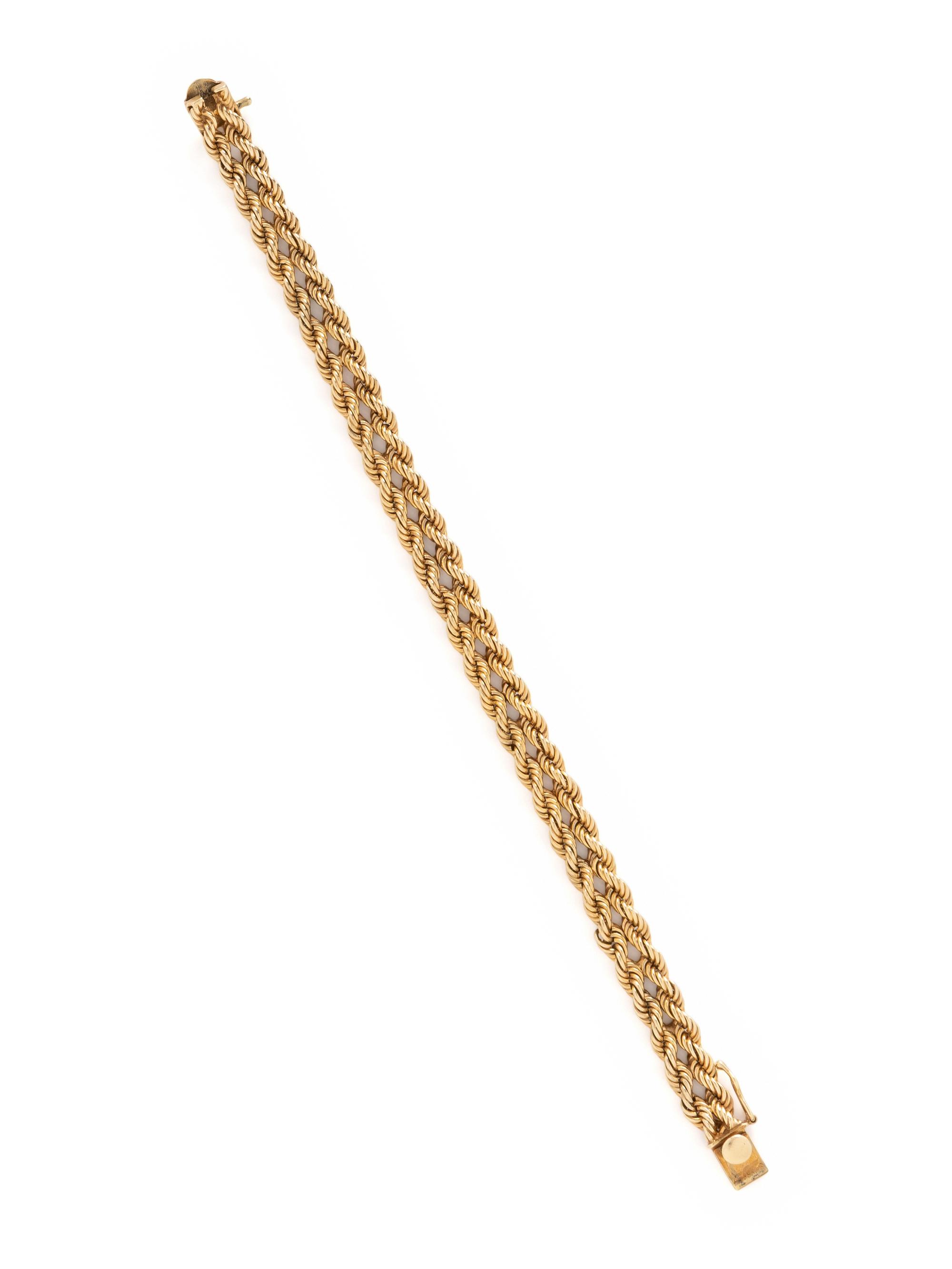 YELLOW GOLD DOUBLE ROPE CHAIN BRACELET