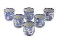 Six Chinese Blue and White Porcelain Teacups