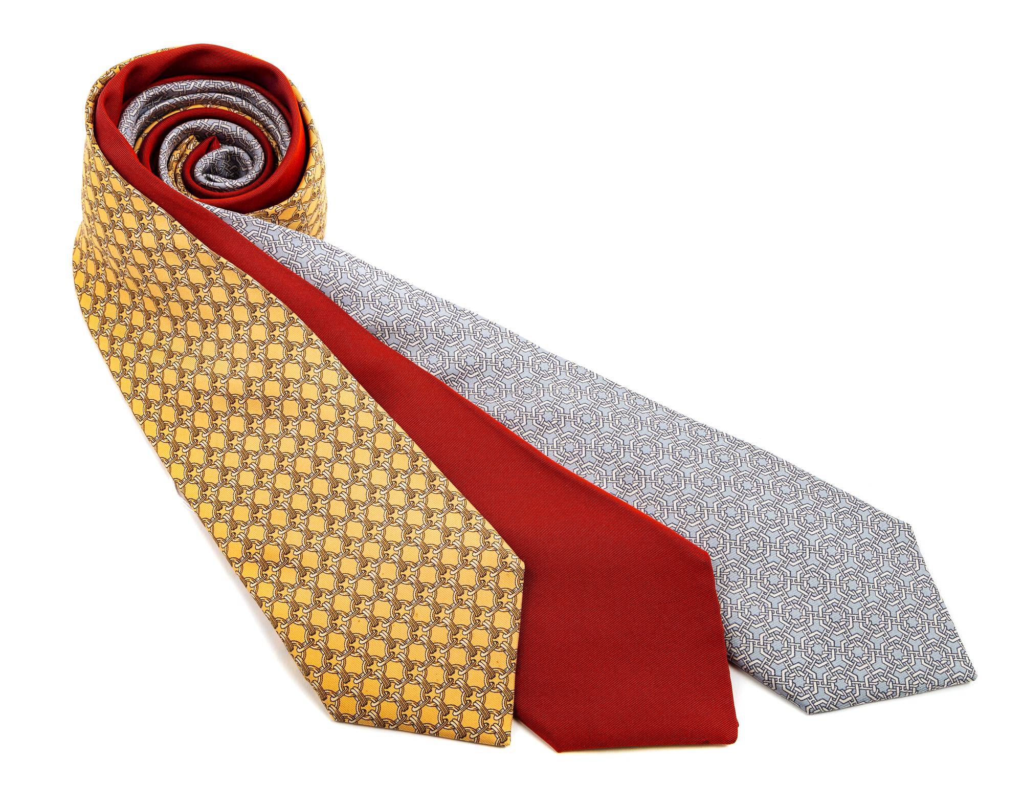 A Group of Three Hermès Silk Ties,