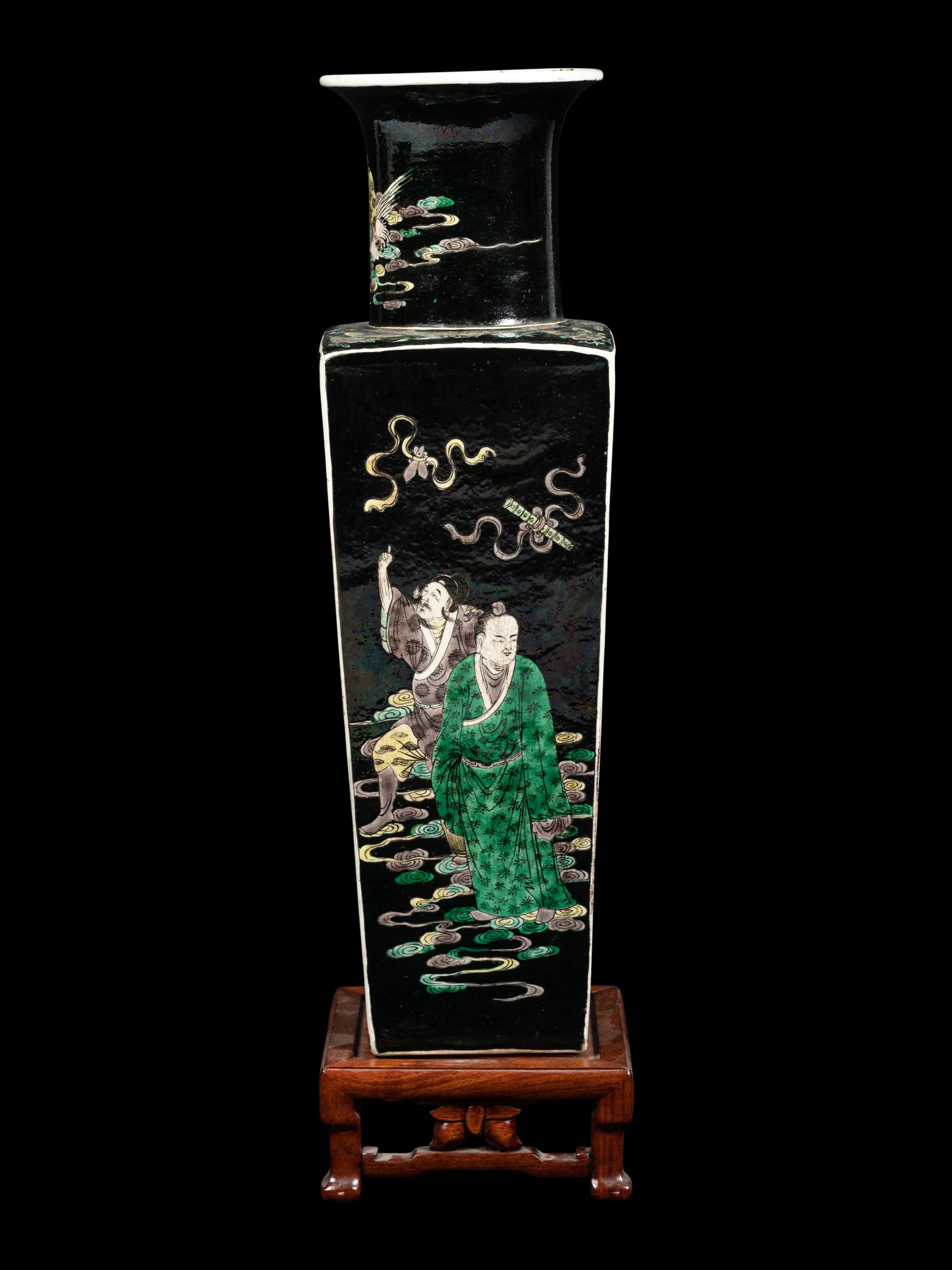 A Famille Noire Porcelain 'Immortals' Vase