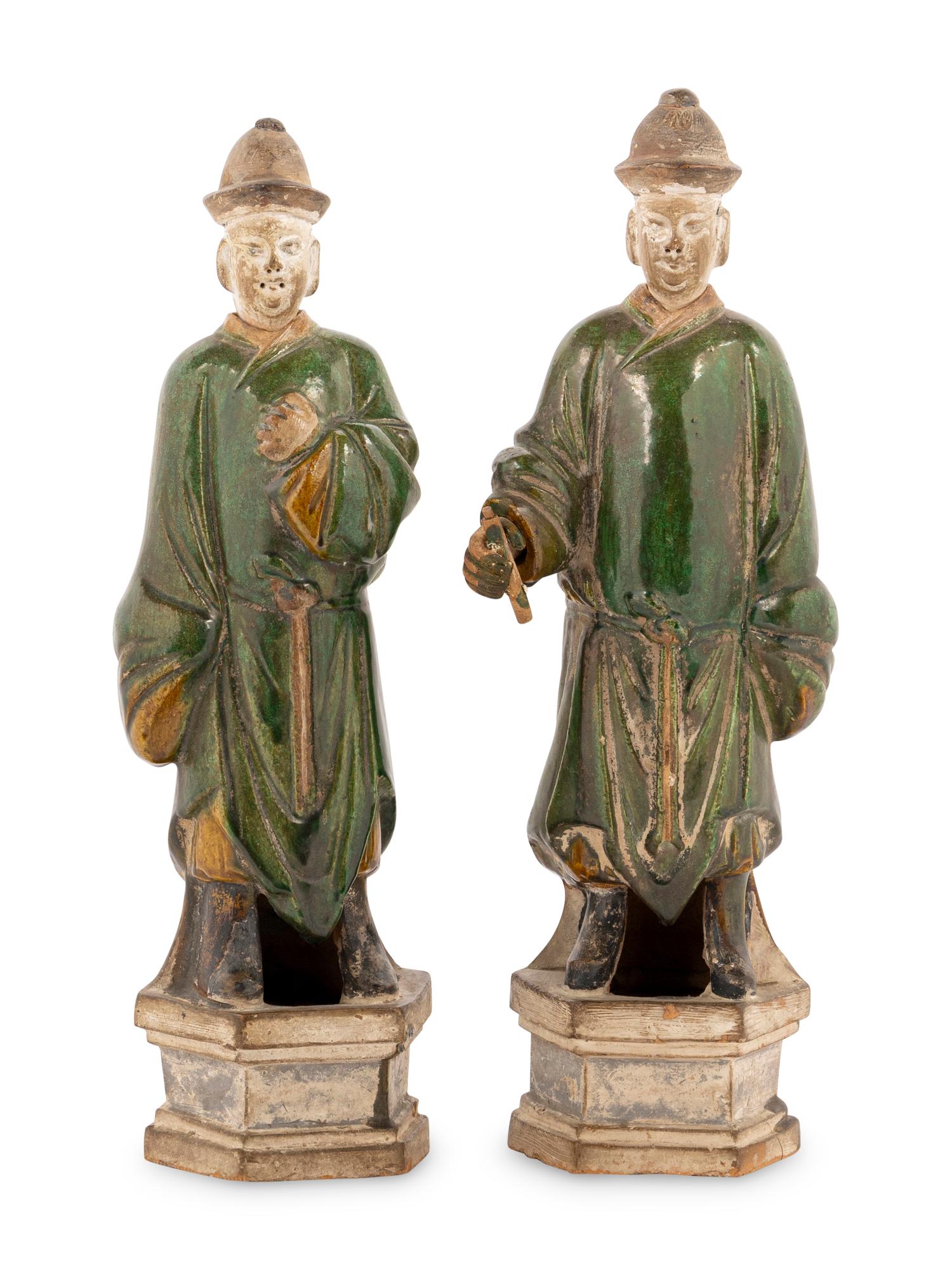 A Pair of Chinese Ming Style Pottery Tomb Figures