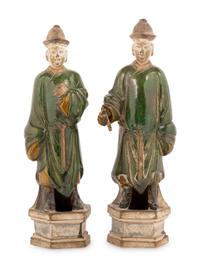 A Pair of Chinese Ming Style Pottery Tomb Figures