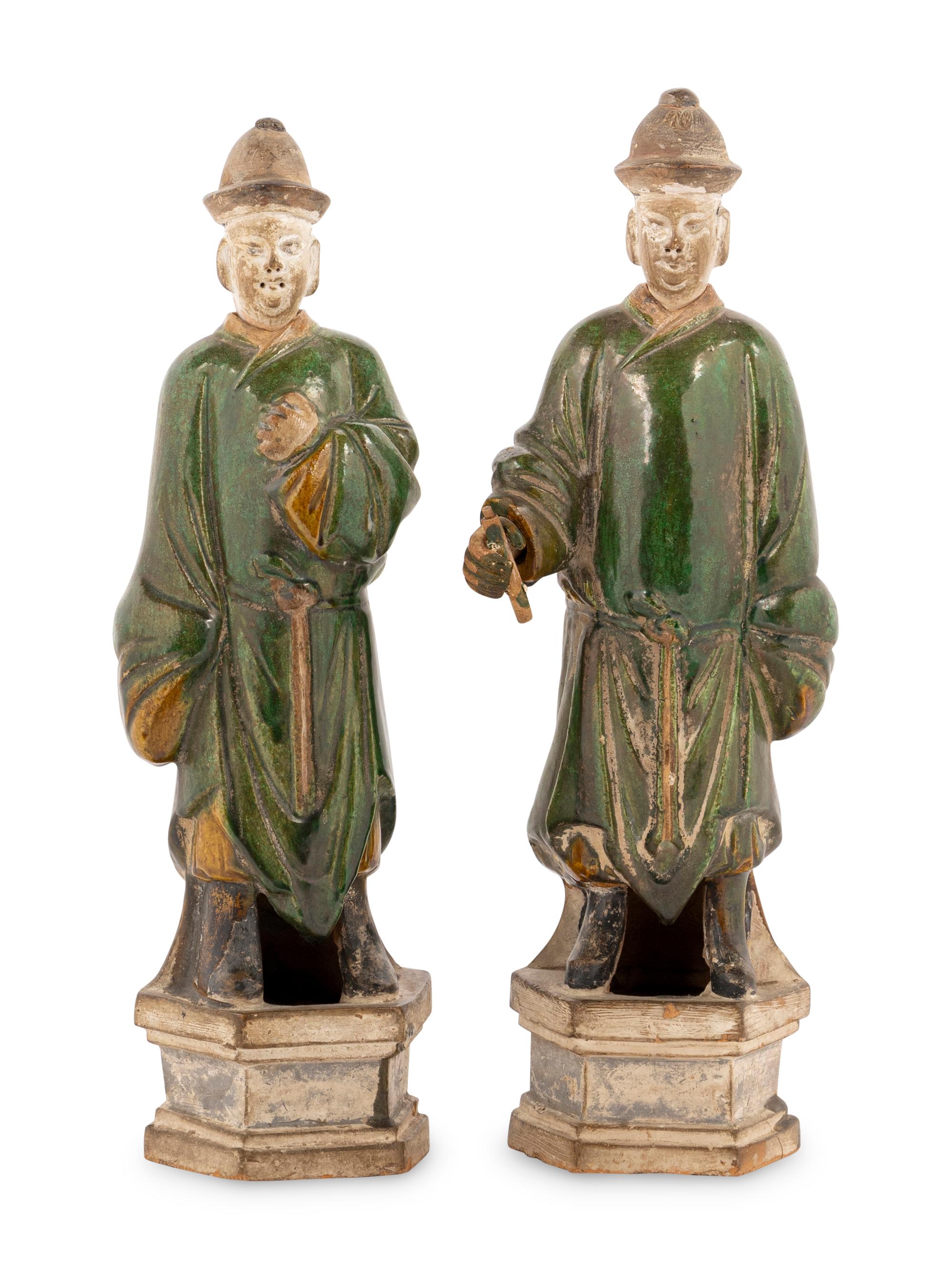 A Pair of Chinese Ming Style Pottery Tomb Figures