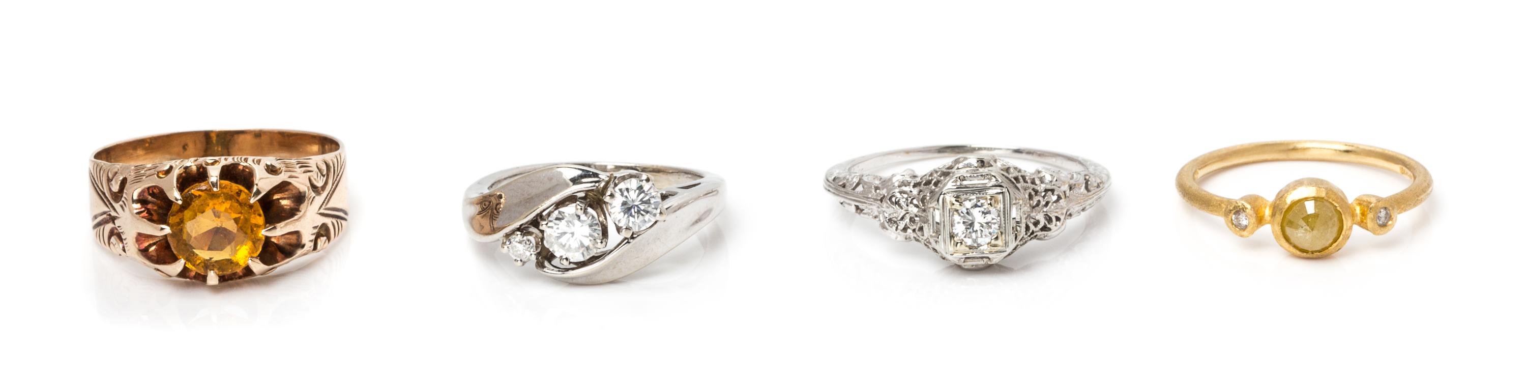 A Collection of Gold and Multigem Rings, 8.80 dwts.