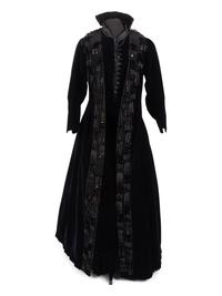 Three Velvet Pieces: One Two-Piece Dress Ensemble with Lace Collar, One Bodice, 1880s