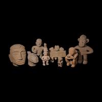 Eight Costa Rican Stone Figures