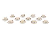 A Set of Twelve Royal Copenhagen Flora Danica Porcelain Teacups and Saucers